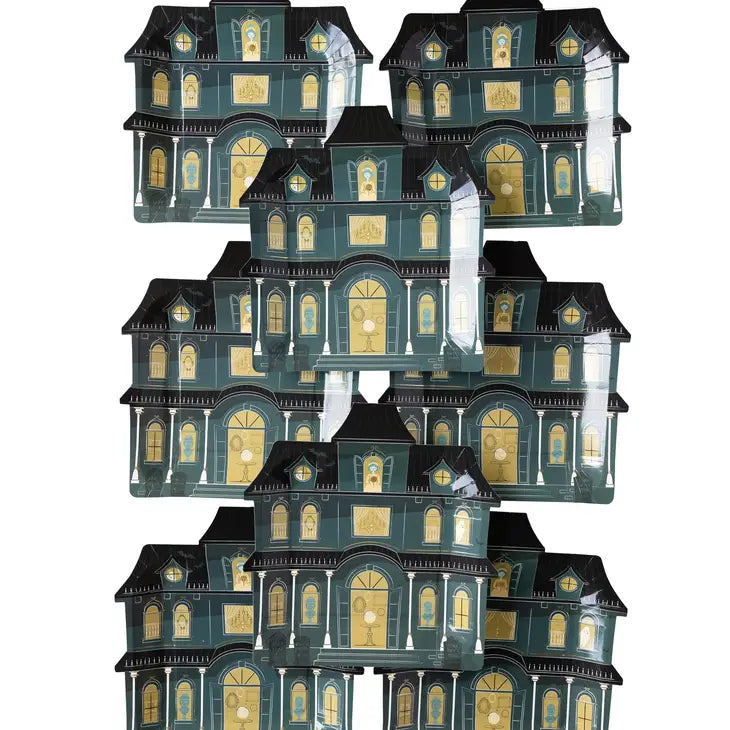 HAUNTED VILLAGE MANSION SHAPED PAPER PLATE - Final Sale