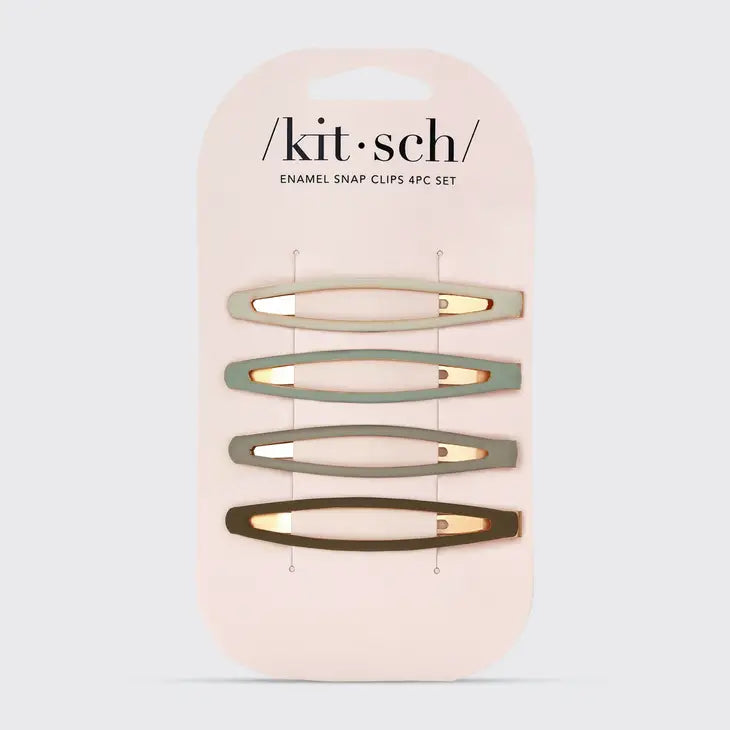 Enamel Elongated Snap Clips 4pc - Eucalyptus