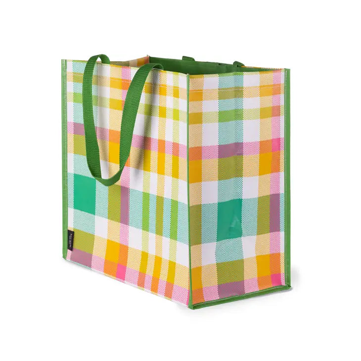 GROCERY TOTE, GARDEN PLAID