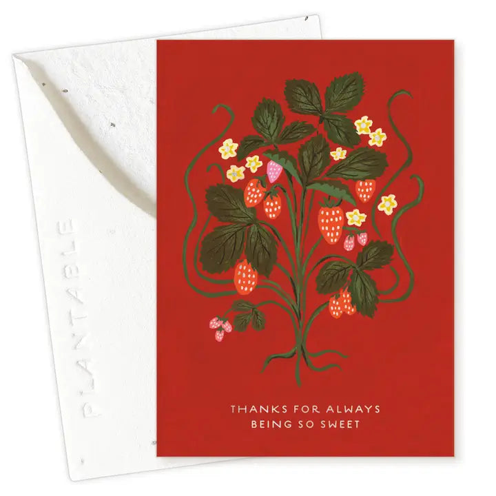 Plantable Card - Sweet Strawberry Sprout - Thank You Mini Greet 2.5" X 3.5"