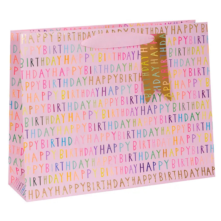 LARGE HAPPY BDAY PINK GIFT BAG