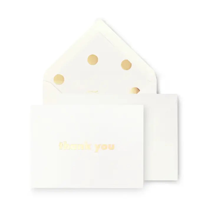 THANK YOU NOTECARD SET, GOLD DOT WITH SCRIPT