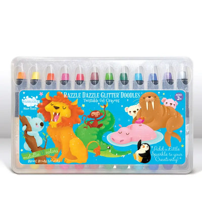 GLITTER DOODLE GEL CRAYONS - ANIMALS AROUND THE WORLD