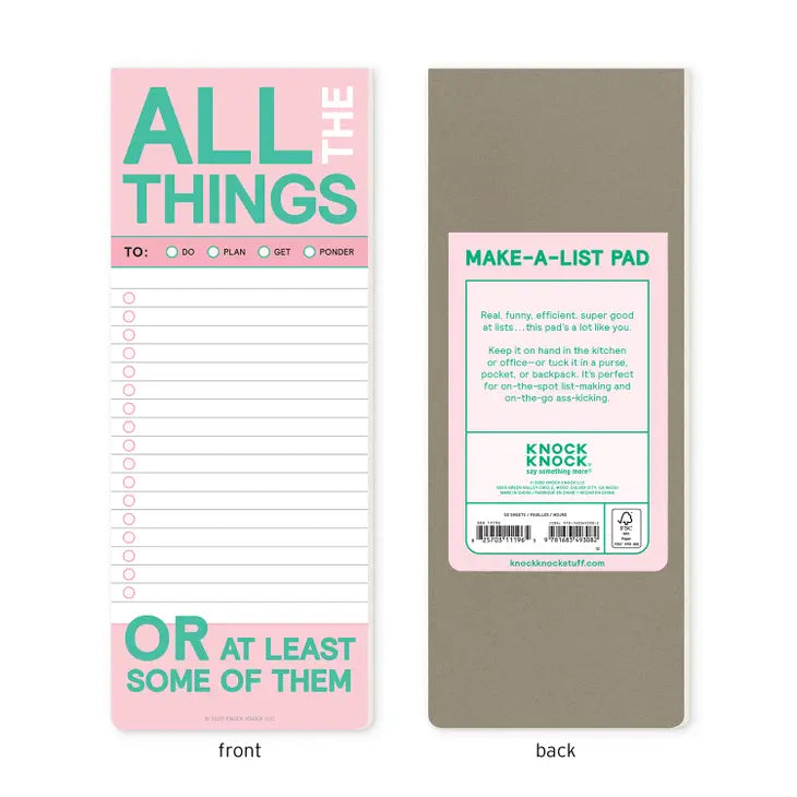 ALL THE THINGS MAKE-A-LIST PAD