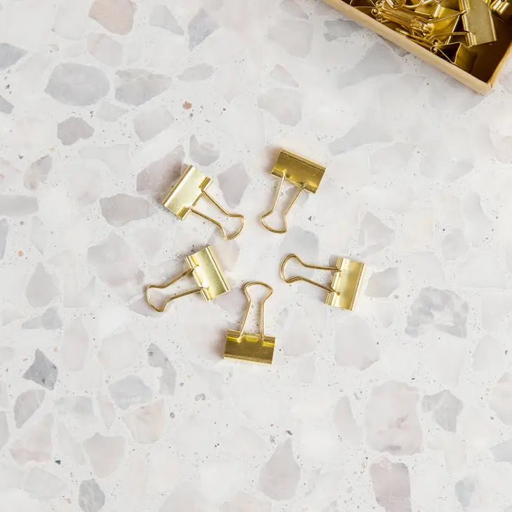 GOLD MINI BINDER CLIPS - SET OF 40