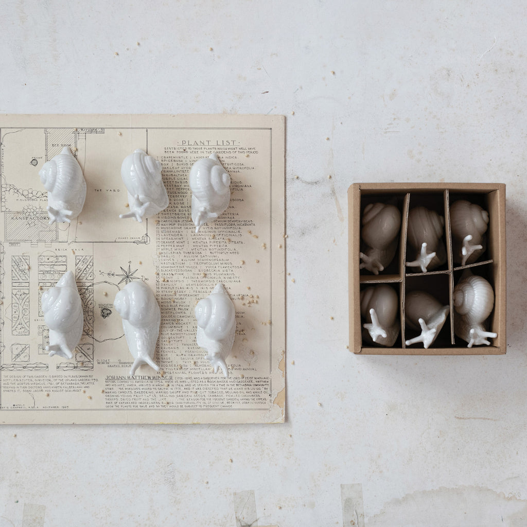 White Stoneware Snails