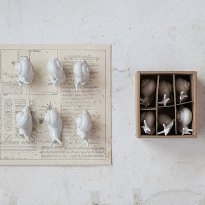 White Stoneware Snails