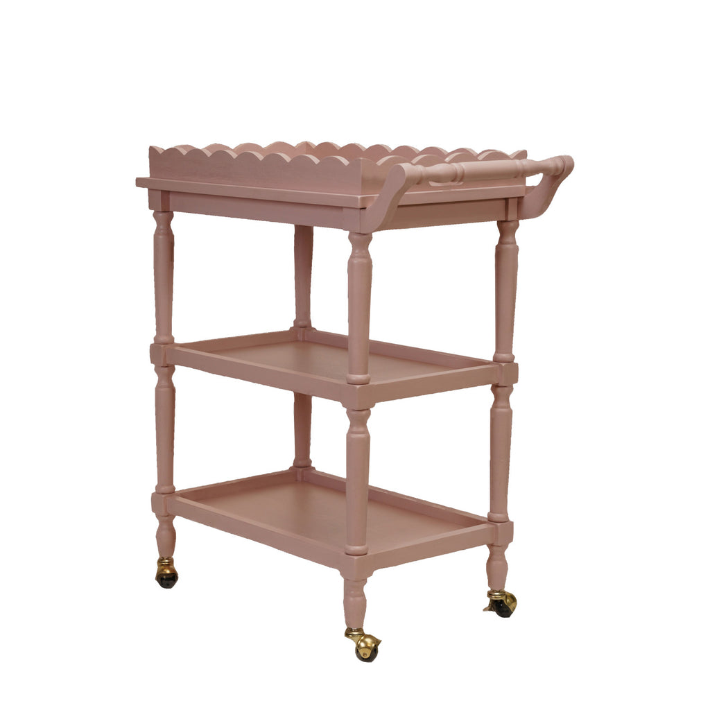 Wood 3-Tier Bar Cart on Casters with Removable Tray, Set of 2