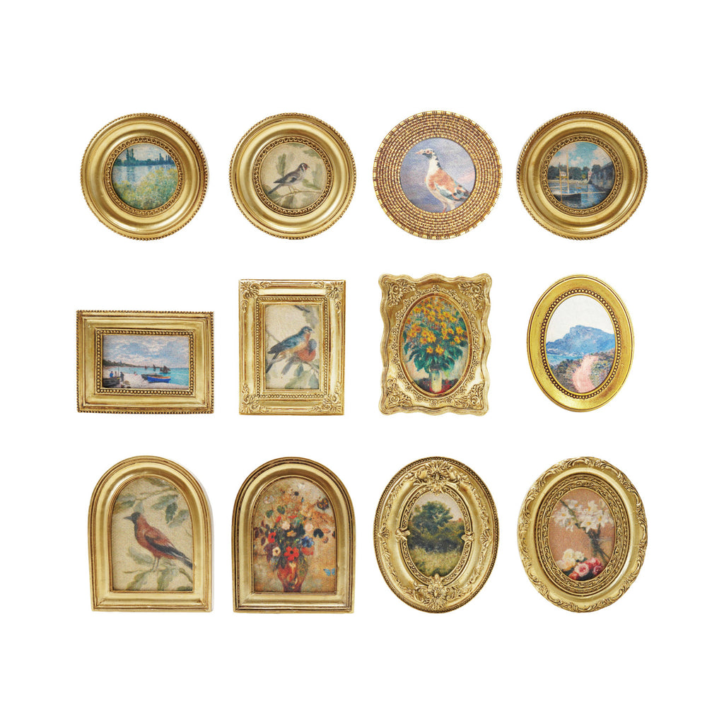 Resin Mini Framed Art Magnets with Gold Finish