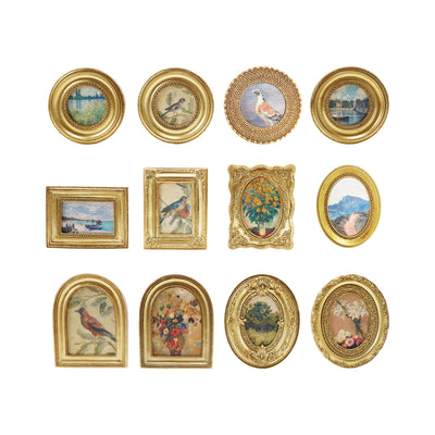 Resin Mini Framed Art Magnets with Gold Finish