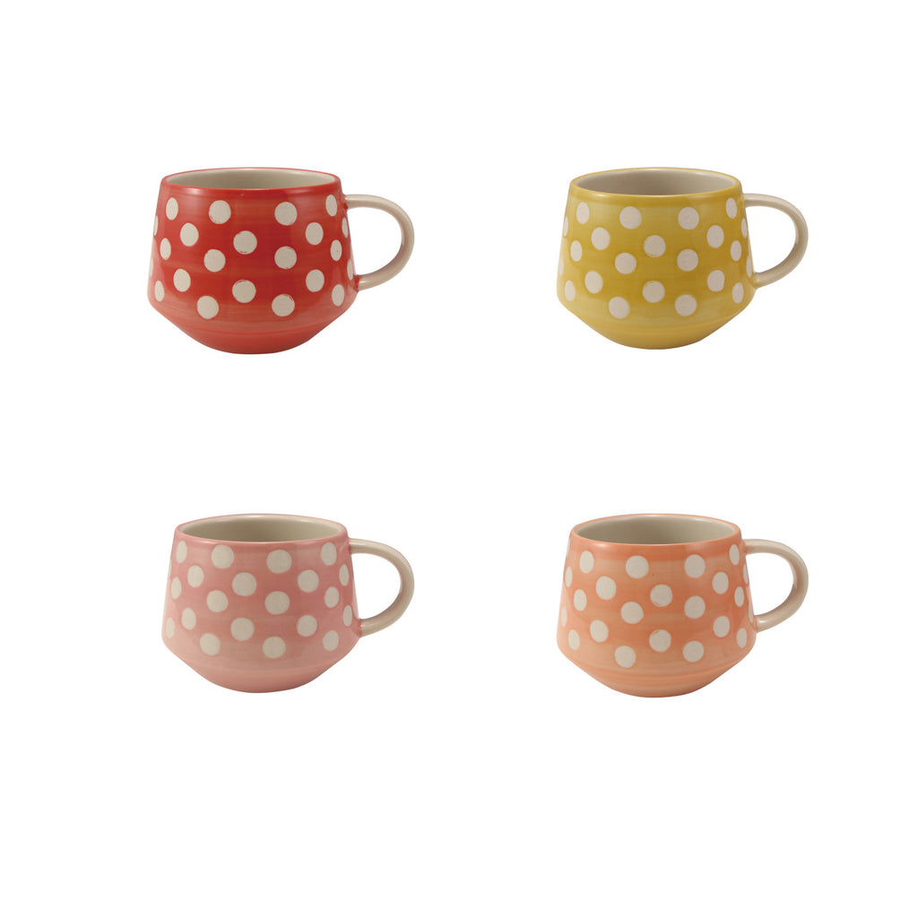 14 oz. Hand-Painted Stoneware Mug w/ Wax Relief Dots