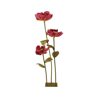 Paper Flowers with Stand in Burgundy and Green