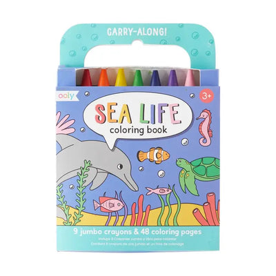 CARRY ALONG CRAYON & COLORING BOOK KIT - SEA LIFE (SET OF 10)