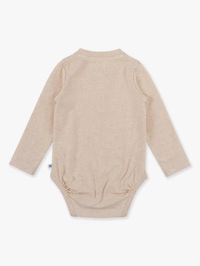 Baby Boys Heather Oatmeal Henley Bodysuit