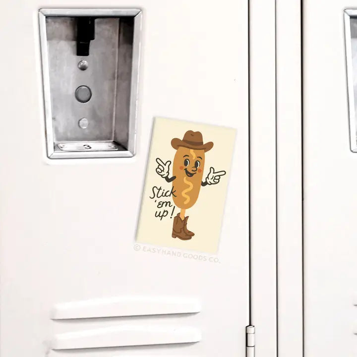 Stick 'em Up Corndog Cowboy Refrigerator Magnet