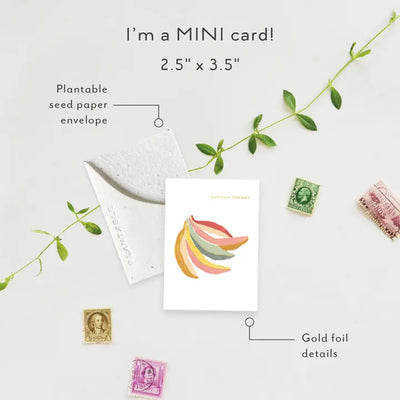 Plantable Card - Bananas Sprout - Thank You Mini Greeting Card (2.5
