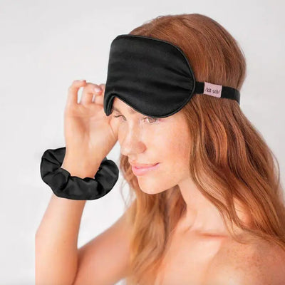 Satin Eyemask & Sleep Scrunchie Set - Black