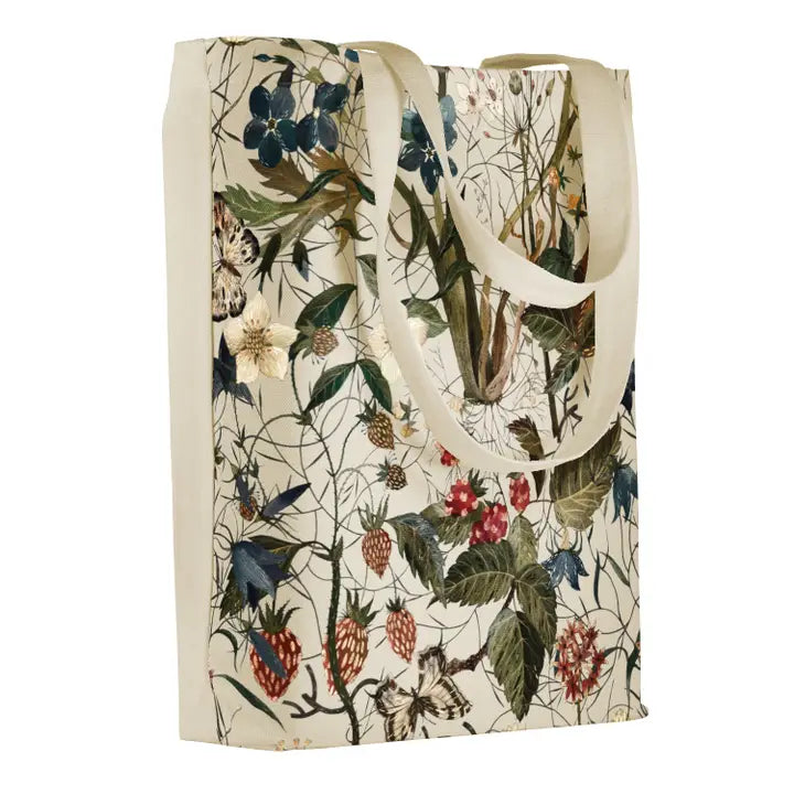 Canvas Shopper Bag - Forest Flowers On White