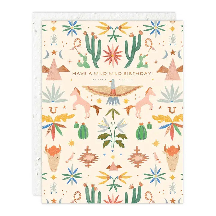 Plantable Card - Western Toile - Birthday Card