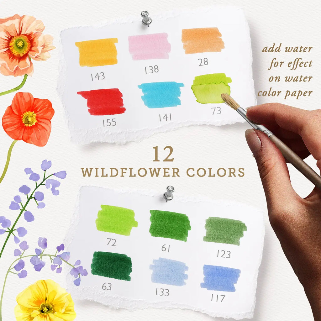 'wildflower' Dual Tip Markers and Sticker Sheets