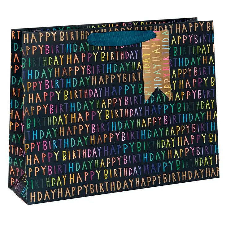 LARGE HAPPY BDAY NAVY GIFT BAG
