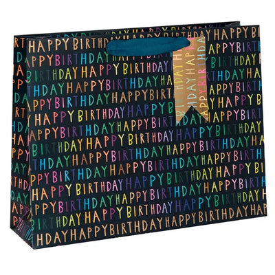 LARGE HAPPY BDAY NAVY GIFT BAG