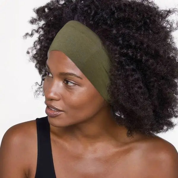 COTTON ADJUSTABLE HEADBAND 2PC - MOSS
