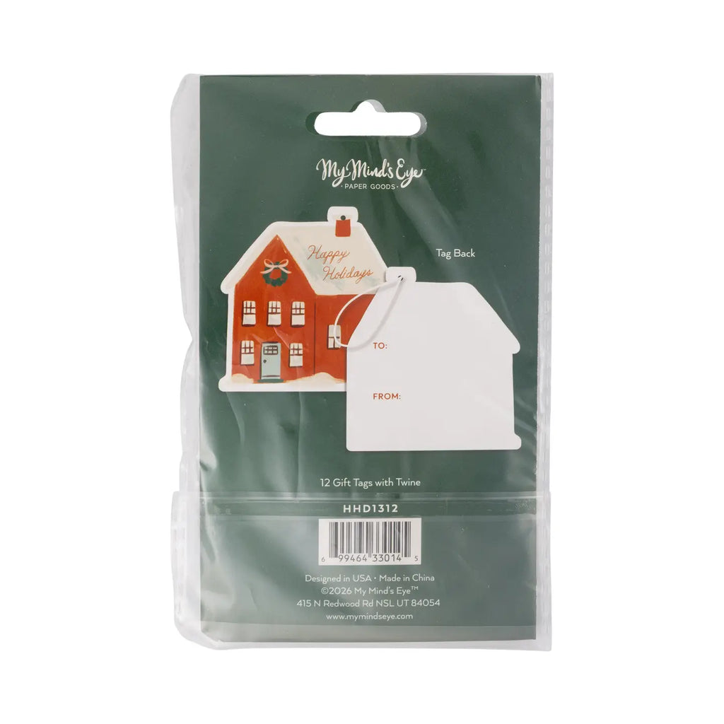 Red House Shaped Christmas Gift Tags