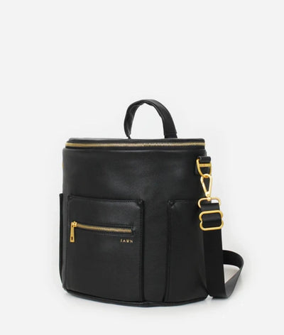 The Mini - Faux Leather Diaper Bag Travel Backpack Crossbody in Black