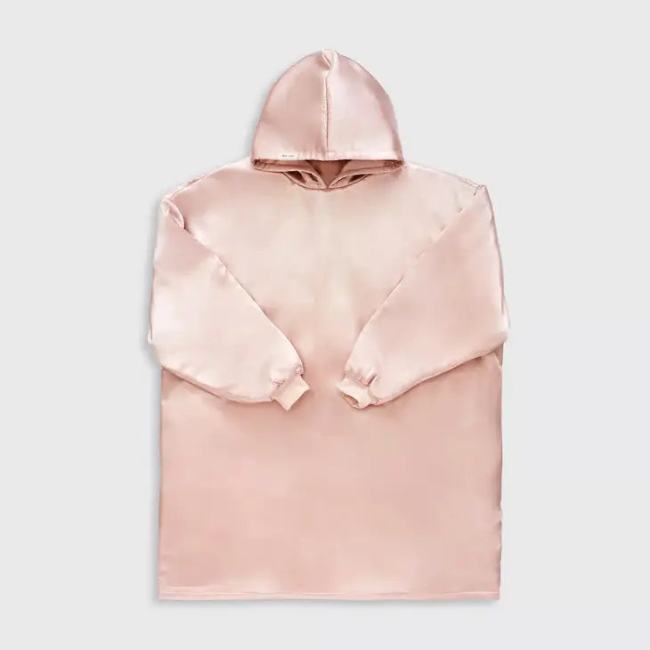 GLAZEY SATIN HOODIE - BLUSH