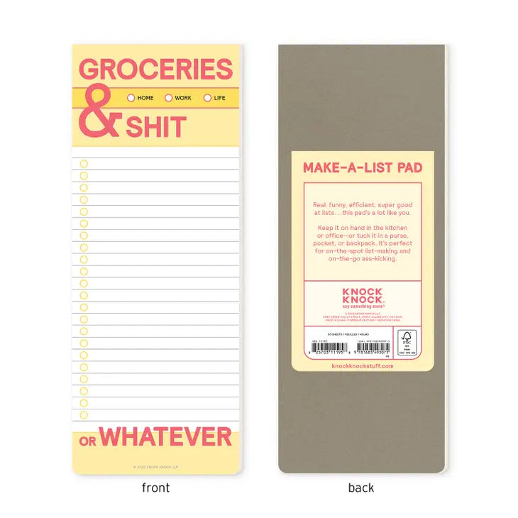 GROCERIES AND SHIT MAKE-A-LIST PAD