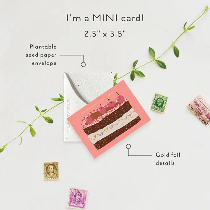 Plantable Card - Slice of Cake Sprout - Birthday Mini Greet 2.5 X 3.5