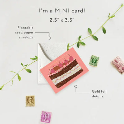 Plantable Card - Slice of Cake Sprout - Birthday Mini Greet 2.5 X 3.5