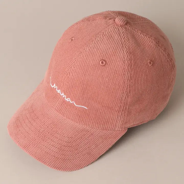 Mama Embroidered Corduroy Baseball Cap