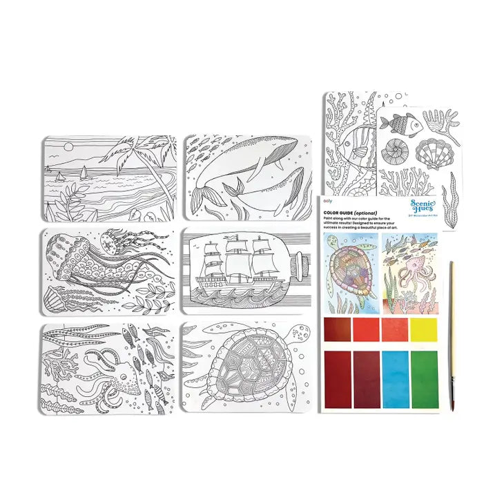 SCENIC HUES D.I.Y. WATERCOLOR KIT OCEAN PARADISE