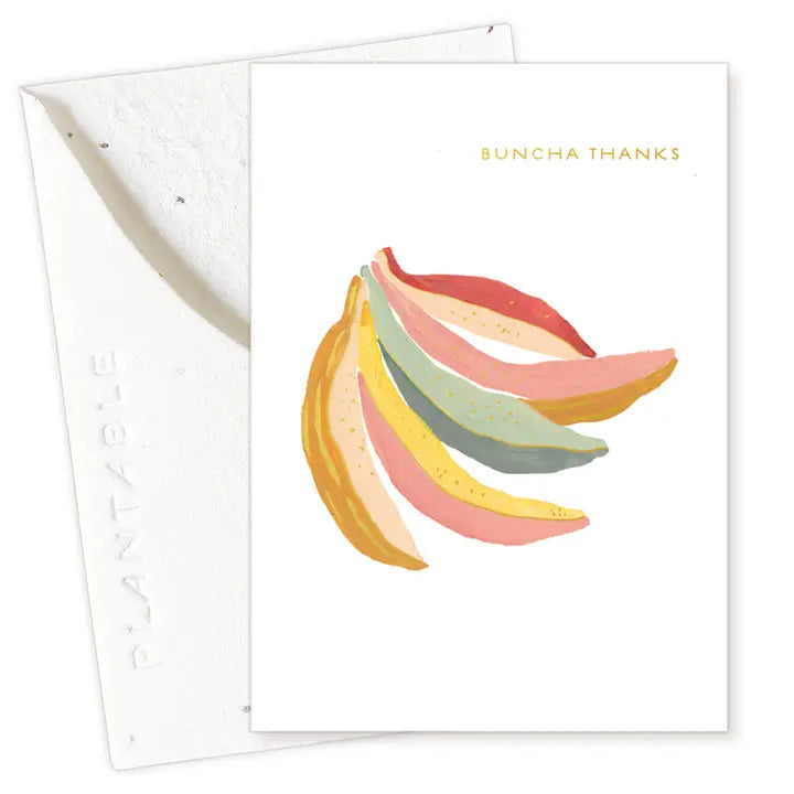 Plantable Card - Bananas Sprout - Thank You Mini Greeting Card (2.5" X 3.5")