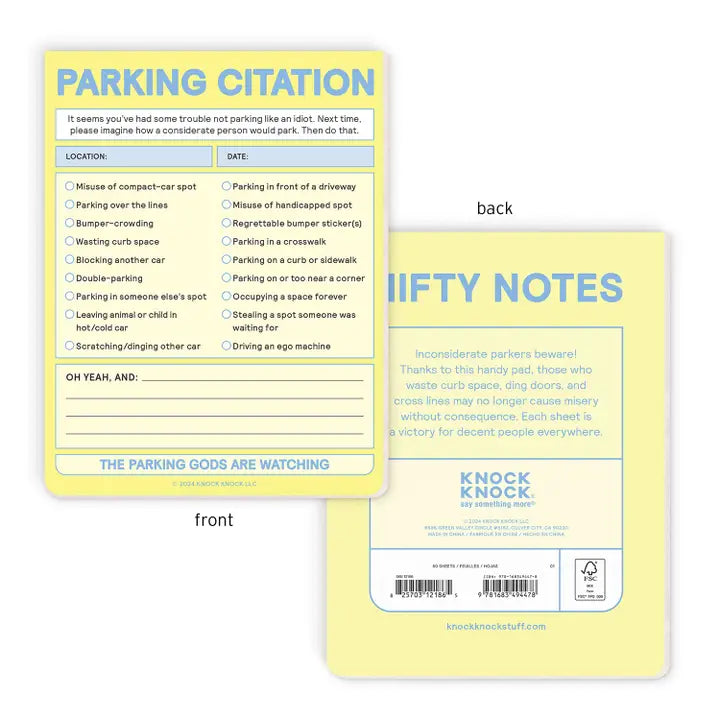 PARKING CITATION NIFTY NOTE PAD (PASTEL VERSION)