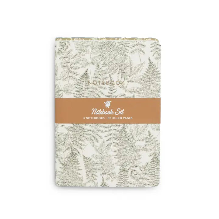 Reverie Notebooks | Set of 3 | Ferns, Green & Gold Florals