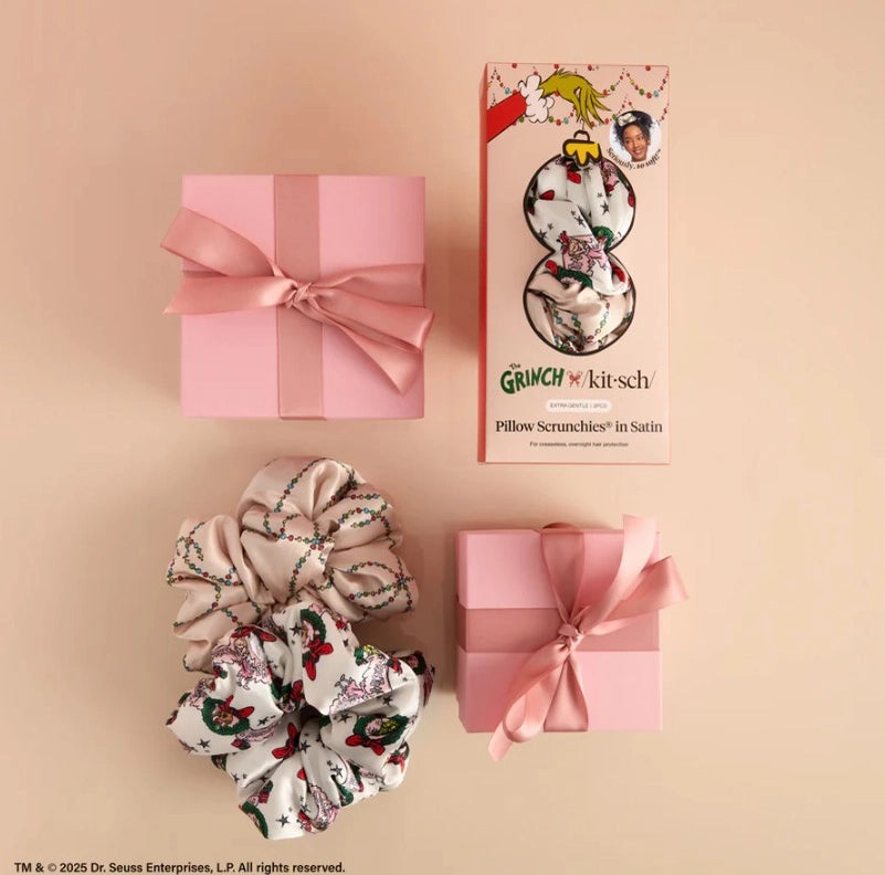 The Grinch X Kitsch Satin Pillowscrunchies® in Cindy Lou Who