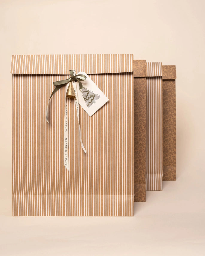 'Floret' Kraft Gift Bags w Ribbon, Set of 6