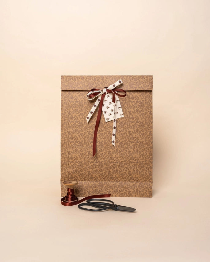'Floret' Kraft Gift Bags w Ribbon, Set of 6