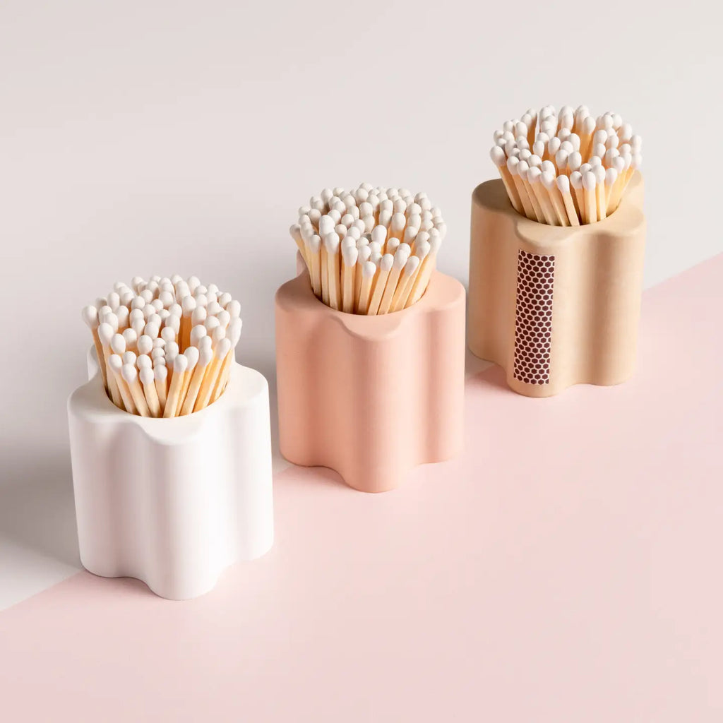 Neutral Flower Vessel with White Matchsticks