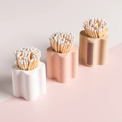 Neutral Flower Vessel with White Matchsticks