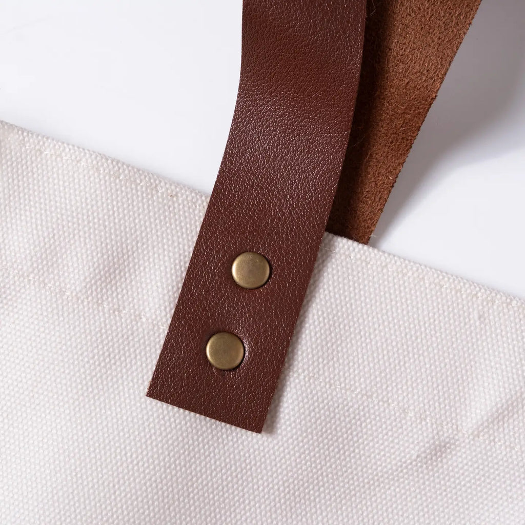 Leather Strap Tote Bag - Flower Library