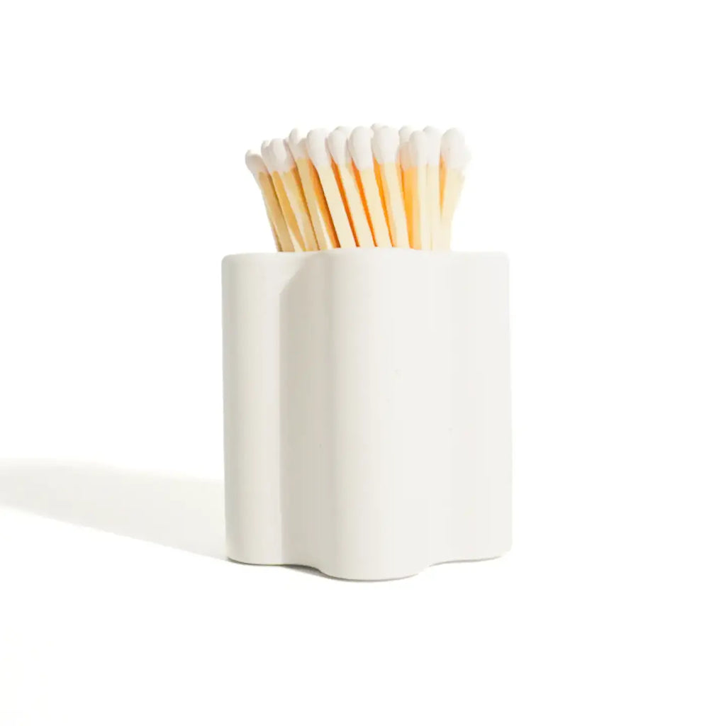 Neutral Flower Vessel with White Matchsticks