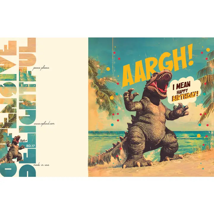 Godzilla Beach Birthday Card