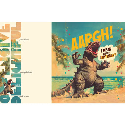 Godzilla Beach Birthday Card