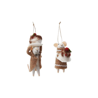 Handmade Wool Felt Mouse Tree Ornaments