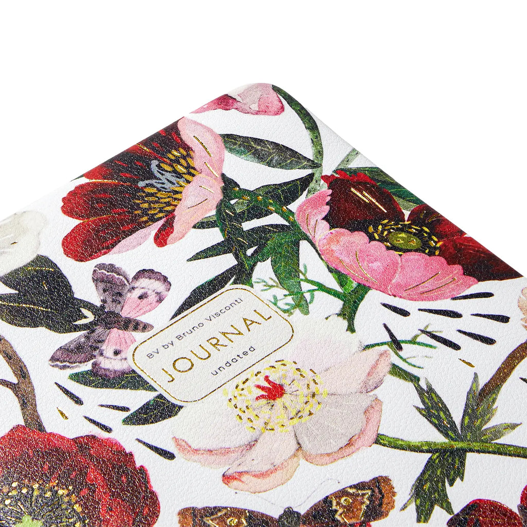Vegan Leather Hardcover Journal - Peonies