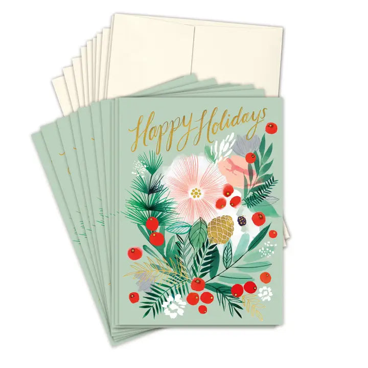 Holly Bouquet Holiday Boxed Cards - Set of 10